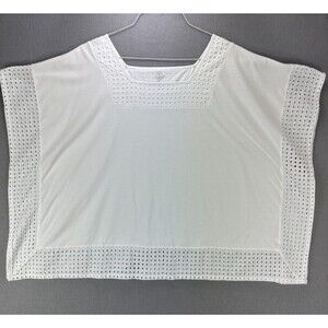 St. Johns Bay Top Women's 2X Plus White Tee Shirt Boho Cottagecore Hippie Beach